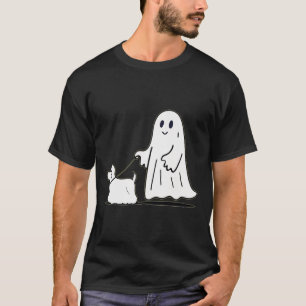Ghost Walking Dog Ghostie Funny Halloween Dog Love T-Shirt