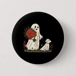Ghost Walking Dog Spooky Funny Halloween Dog Lover 6 Cm Round Badge