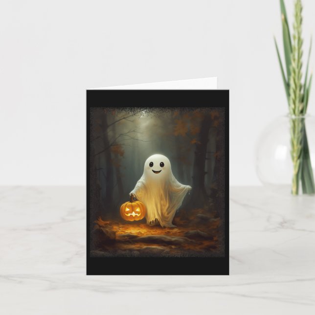 Ghost Walking In The Forest Halloween Costume Men  Card (Front)