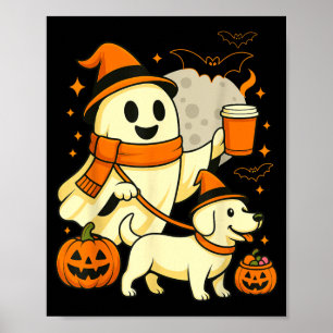 Ghost Walking Labrador Spooky Season Halloween Dog Poster