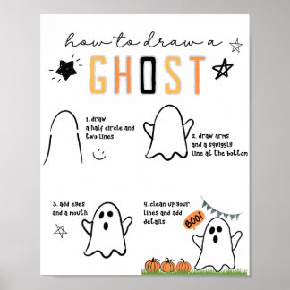 Ghost Wall Art, Kid Halloween Decor, Fall Print