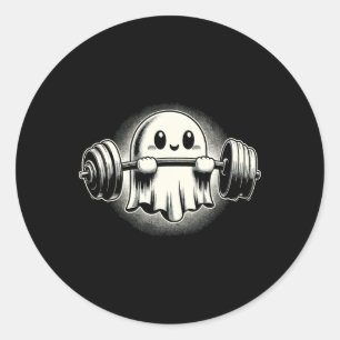 Ghost Weightlifting Funny Ghost Workout Halloween Classic Round Sticker