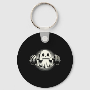 Ghost Weightlifting Funny Ghost Workout Halloween Key Ring