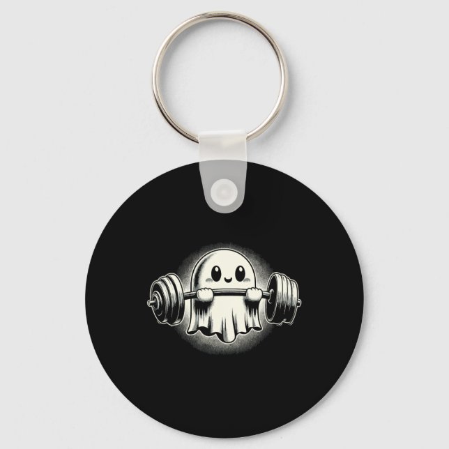 Ghost Weightlifting Funny Ghost Workout Halloween  Key Ring (Front)