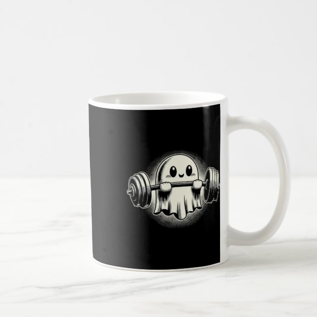 Ghost Weightlifting Pocket Funny Ghost Workout Hal Coffee Mug (Right)