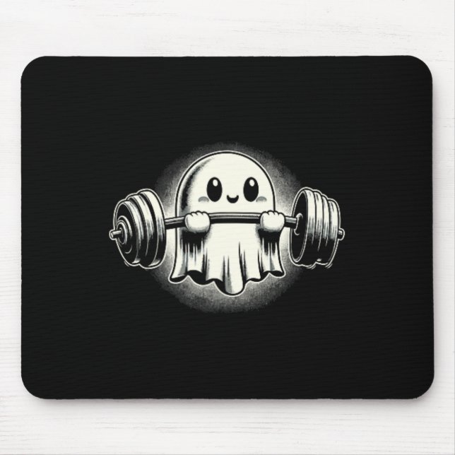 Ghost Weightlifting Pocket Funny Ghost Workout Hal Mouse Mat (Front)