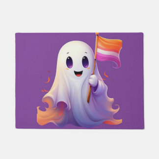 Ghost whit lesbian flag doormat