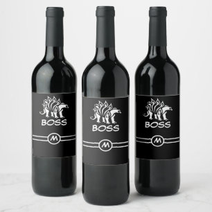 Ghost White Stegosaurus Spiked Dinosaur Wine Label