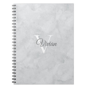 Ghost White Watercolor Monogram Name Notebook