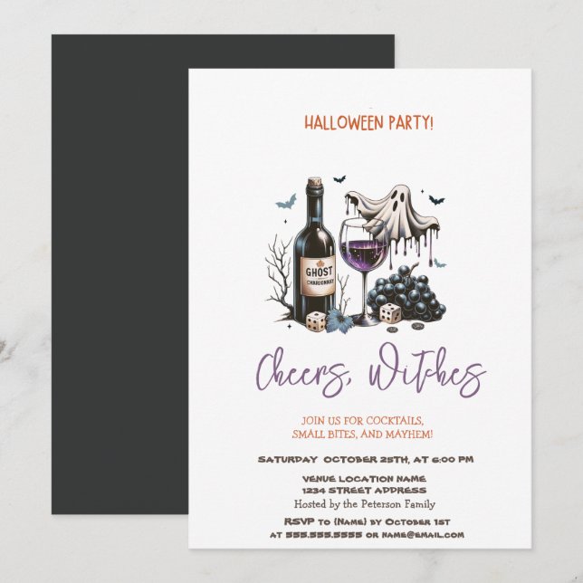 Ghost Wine Halloween Party Invitation (Front/Back)