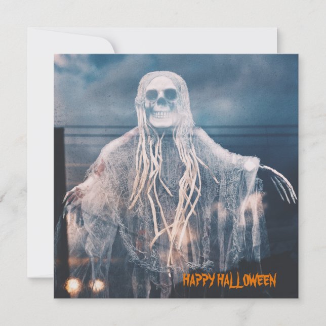 Ghost Wish Happy Halloween Personalised  Card (Front)