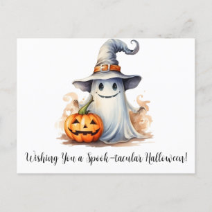 Ghost Wishing You a Spook-tacular Halloween Holiday Postcard