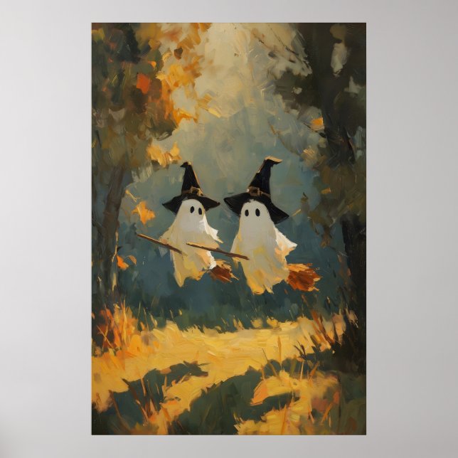 Ghost Witch Painting, Printed Halloween Wall . 1 Poster (Front)