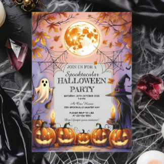 Ghost, Witch & Pumpkin Spooktacular Halloween Invitation