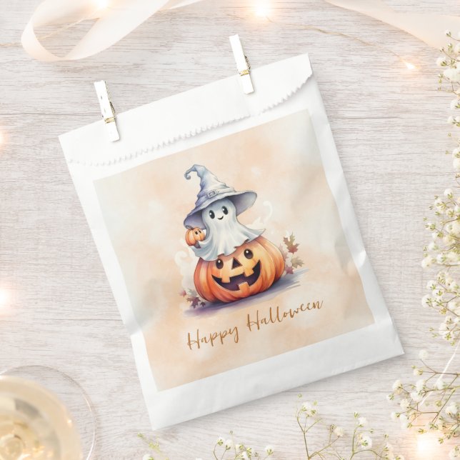 Ghost Witches Hat Jack-O' Lantern Happy Halloween Favour Bags (Clipped)