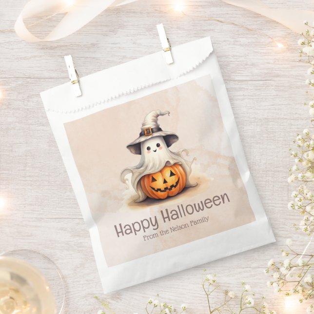 Ghost Witches Hat Jack-O' Lantern Happy Halloween Favour Bags (Clipped)