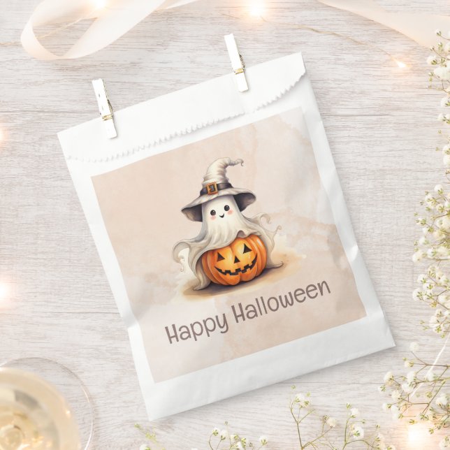 Ghost Witches Hat Jack-O' Lantern Happy Halloween Favour Bags (Clipped)