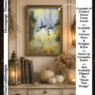 Ghost Witches In Foggy Gothic Town FN6R Decoupage Tissue Paper