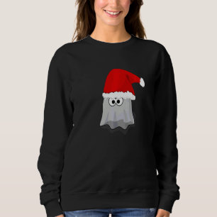 Ghost With A Santa Hat Fun Spooky Claus Christmas Sweatshirt