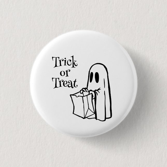 Ghost with Bag Trick or Treat 3 Cm Round Badge (Front)