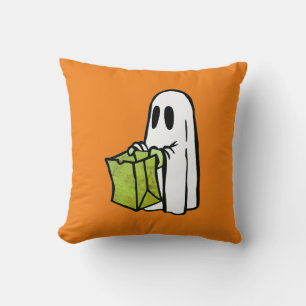 Ghost with Bag Trick or Treating Cushion