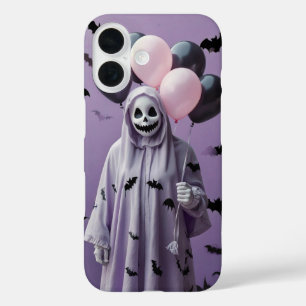 Ghost with Bat and Balloons iPhone 16 Case