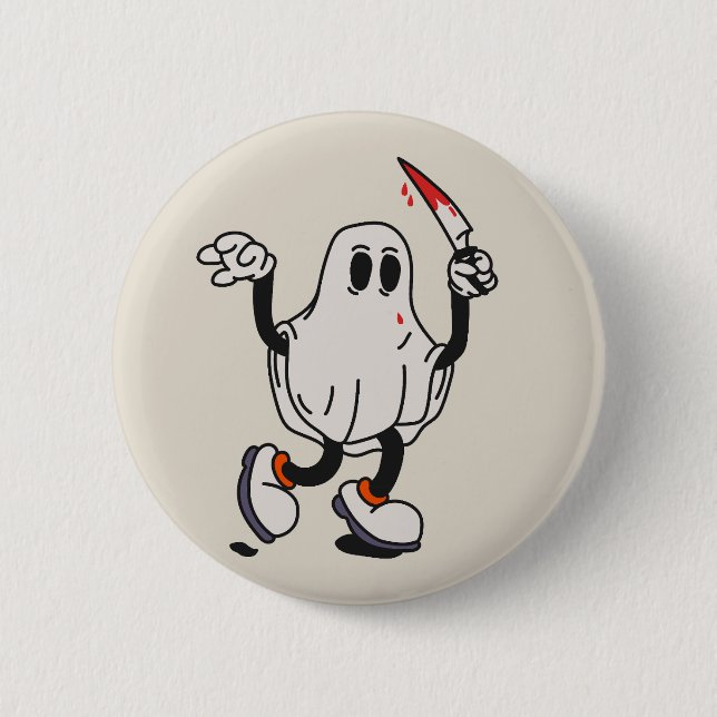 Ghost with blood knife 6 cm round badge (Front)
