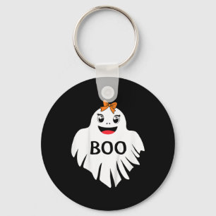 Ghost With Bow Boo Girls Halloween T Shirt Key Ring