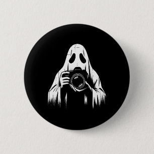 Ghost With Camera - Creepy Photography Halloween L 6 Cm Round Badge