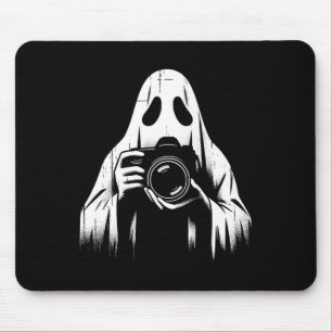 Ghost With Camera - Creepy Photography Halloween L Mouse Mat