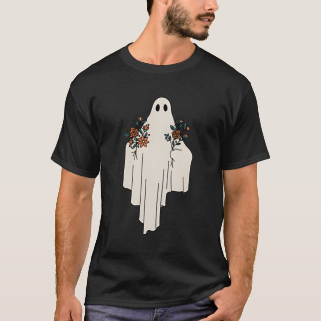 Ghost With Flower Booquets T-Shirt (Front)