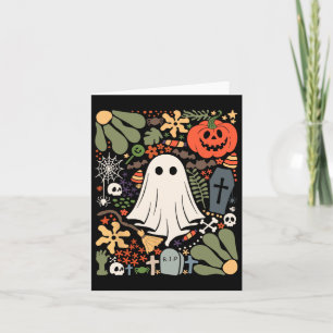 Ghost With Flowers Halloween Floral Pumpkin Ghost Card