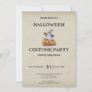 Ghost with Jack-O' Lanterns Vintage Halloween Invitation