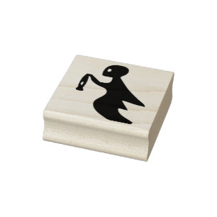 Ghost with lantern silhouette art stamp