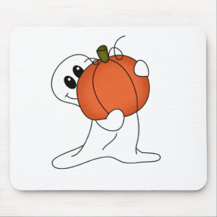 Ghost with Orange Pumpkin Mouse Mat