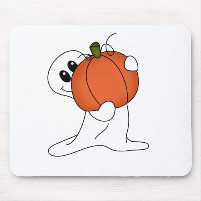 Ghost with Orange Pumpkin Mouse Mat (Front)