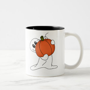 Ghost with Orange Pumpkin Two-Tone Coffee Mug