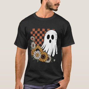 Ghost With Sunflowers Halloween Vibes  T-Shirt