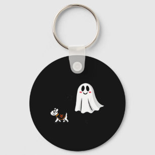 Ghost With Walking Dog Halloween Key Ring