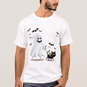 ghost with walking dog halloween T-Shirt