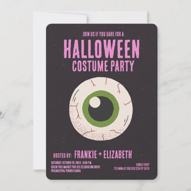 Ghost With Witch Halloween Costume Party  Invitation (Front)