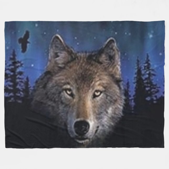 GHOST WOLF FLEECE BLANKET (Front (Horizontal))