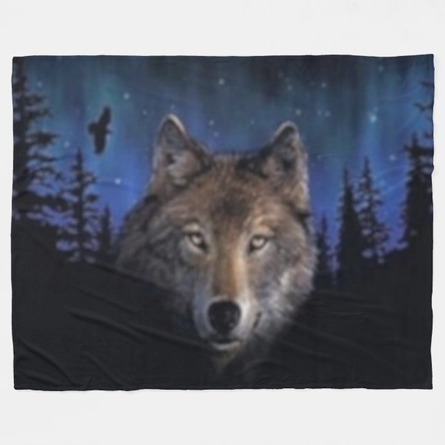 GHOST WOLF FLEECE BLANKET (Front (Horizontal))