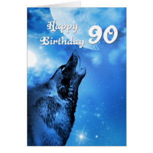 Ghost wolf howling 90th birthday card