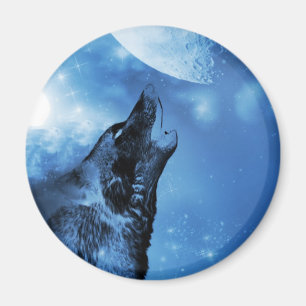 Ghost wolf howling at the moon magnet