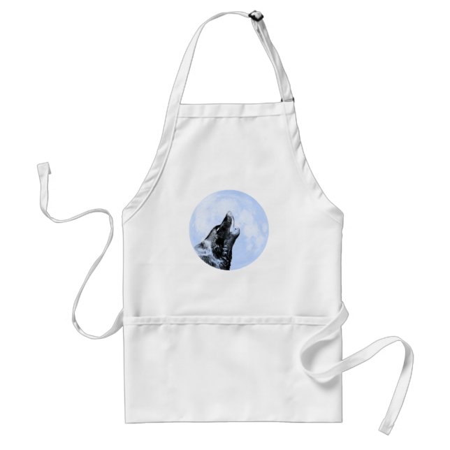 Ghost wolf howling at the moon standard apron (Front)