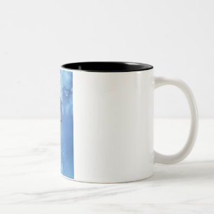 Ghost wolf howling at the moon Two-Tone coffee mug