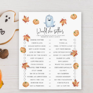 Ghost - Would she rather - baby shower game