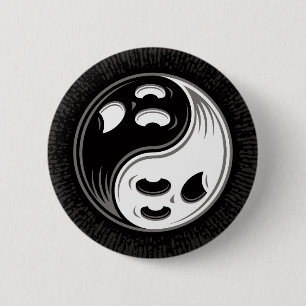 Ghost Yin Yang Black and White 6 Cm Round Badge