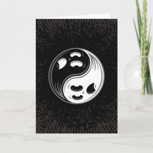 Ghost Yin Yang Black and White Card